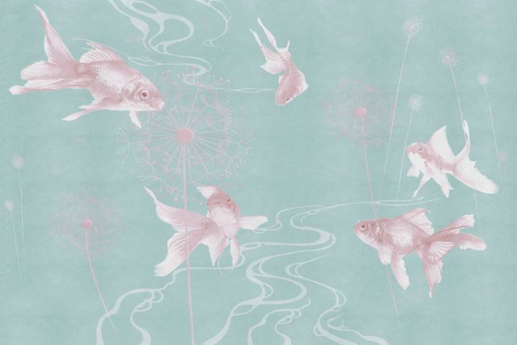 Бесшовные Eco обои Ortograf Miracle 33853 Soaring fish Кристалл OE-S