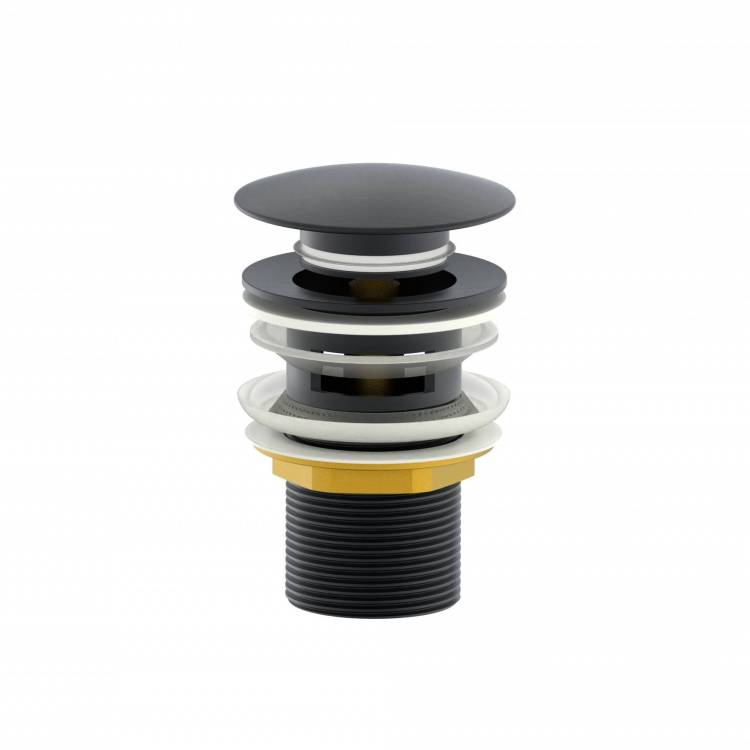 Донный клапан для раковины Wonzon & Woghand WW-88SS01-BGM с переливом, темный графит