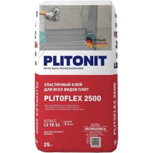 Клей Plitonit Plitoflex 2500  эластичный для крупноформатной плитки Белый 25 кг