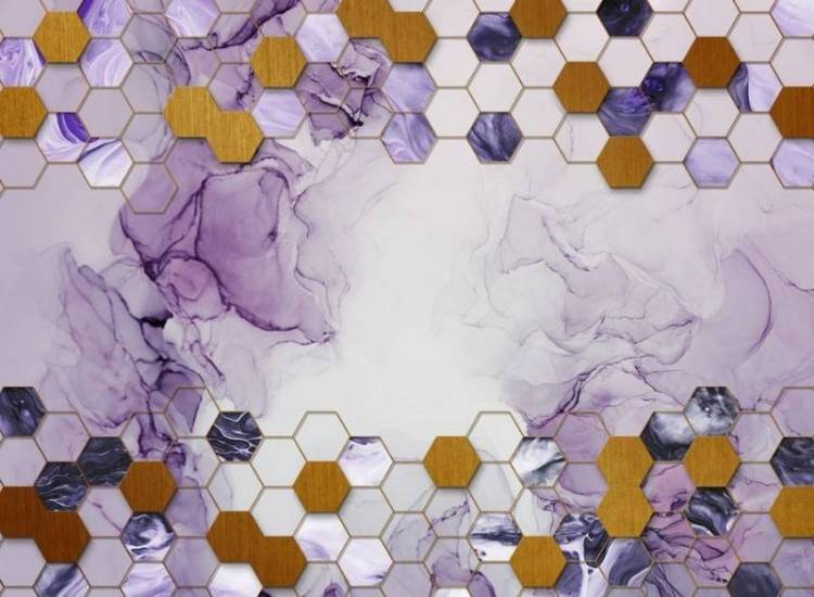 3D Фотообои Artegrafico «Фиалковые соты» BL-057 акварель