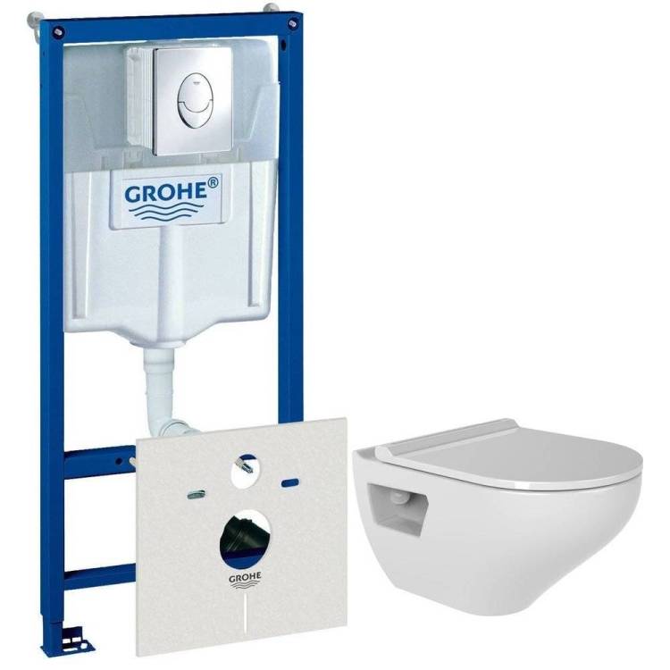 Комплект Унитаз подвесной Bien Ion IOKA050N2VP0W5000 безободковый + Инсталляция Grohe Rapid SL 38750001 4 в 1 с кнопкой