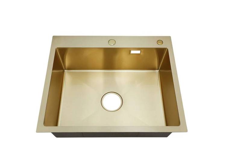 Мойка кухонная РМС MR-6050G с корзиной и дозатором, золотой
