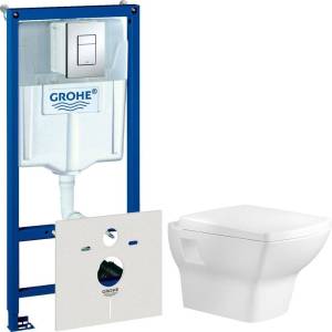 Комплект Унитаз подвесной Bien Dor + Инсталляция Grohe Rapid SL 4 в 1 38775001 с кнопкой смыва