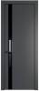 Межкомнатная дверь Profil Doors 18 PE полотно Графит, кромка алюминиевая с четырех сторон черная, стеклянная вставка черный лак 800x2000