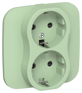 Розетка 2-местная с заземлением и шторками IEK Flite FI-R24A-16-1-K93 фисташковый