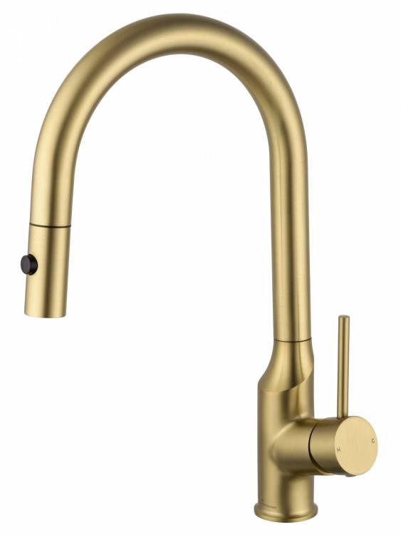 Смеситель для кухни Wonzon & Woghand WW-A21252-BG с выдвижным изливом, брашированное золото