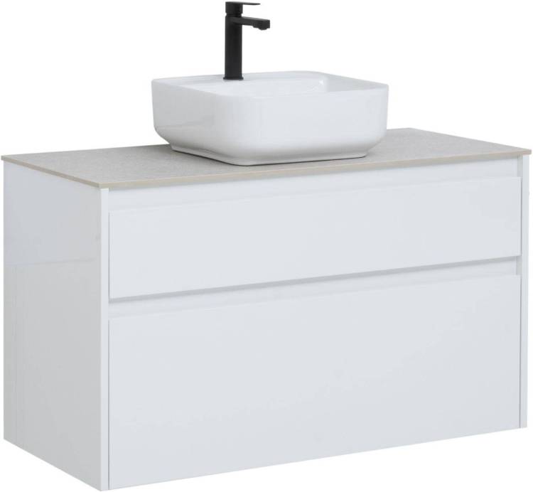 Тумба под раковину Aquanet Nova Lite 100 242581 2 ящика, белый глянец