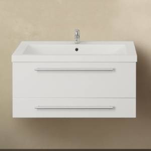 Тумба с раковиной 1MarKa Соната 75П с 2 ящиками, белый глянец