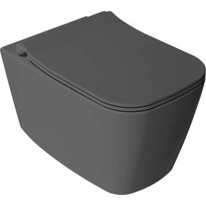 Унитаз подвесной Isvea Vea Cubo 10VA02001SV-2C + 40Z80521I-S безободковый, с крышкой-сиденьем микролифт, антрацит матовый