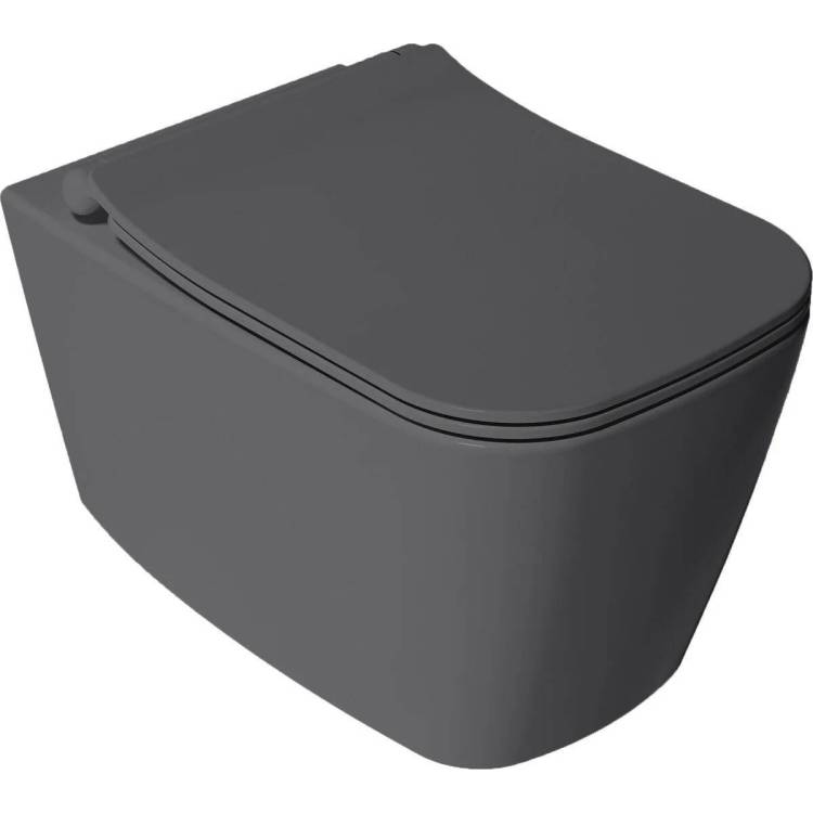 Унитаз подвесной Isvea Vea Cubo 10VA02001SV-2C + 40Z80521I-S безободковый, с крышкой-сиденьем микролифт, антрацит матовый