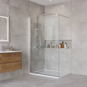 Душевая перегородка BelBagno KRAFT-L-1-110-C-Cr стекло прозрачное, профиль хром, 110x195