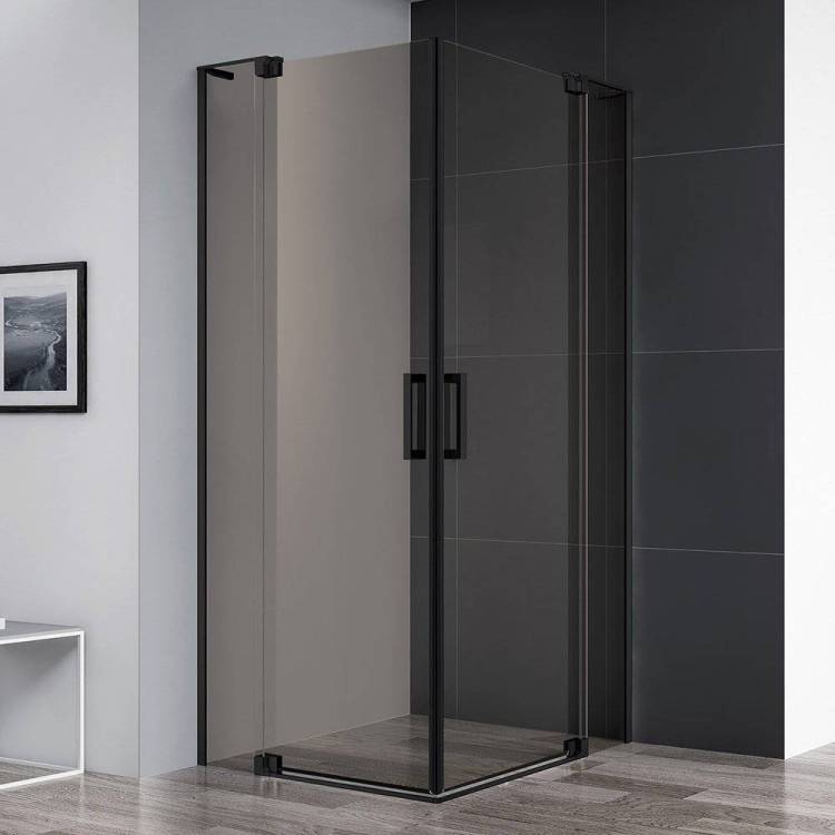 Душевой уголок Cezares Slider AH 2 70/80-100/110 BR Nero профиль черный, стекло бронза
