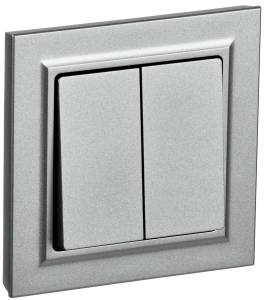 Выключатель 2-клавишный IEK Brite BR-V20-0-10-K47-F алюминий