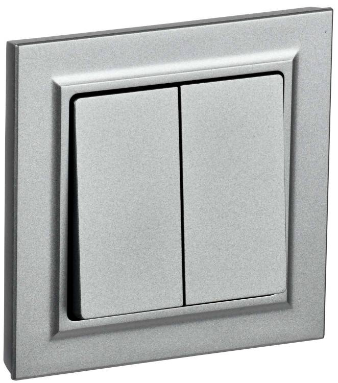 Выключатель 2-клавишный IEK Brite BR-V20-0-10-K47-F алюминий