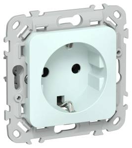 Розетка 1-местная с заземлением IEK Flite FI-R11-16-1-K94 холодный лед