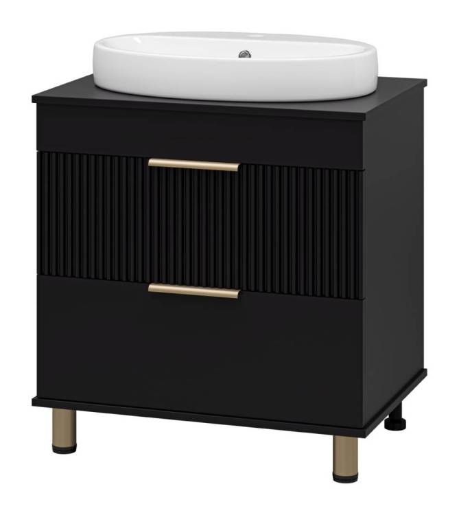 Тумба с раковиной Brevita Enfida - 70 Черный матовый 65x71x50