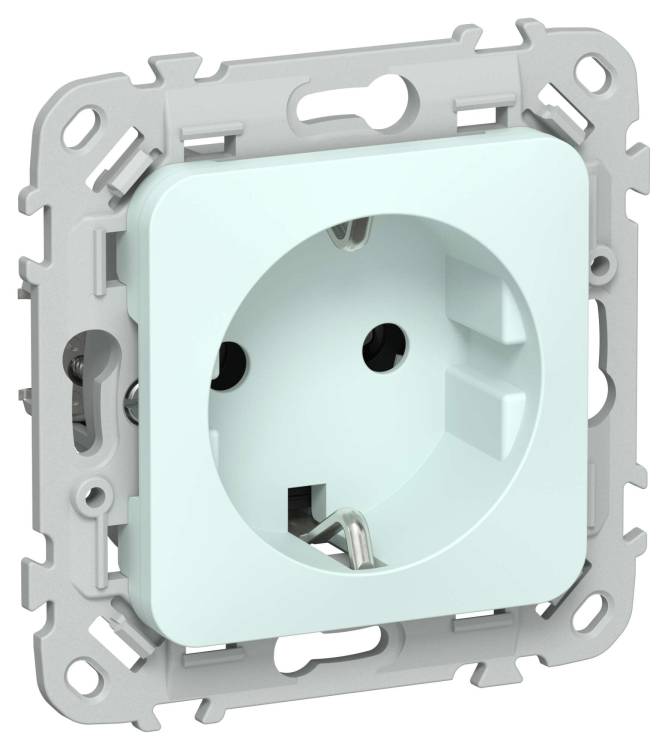 Розетка 1-местная с заземлением IEK Flite FI-R11-16-1-K94 холодный лед