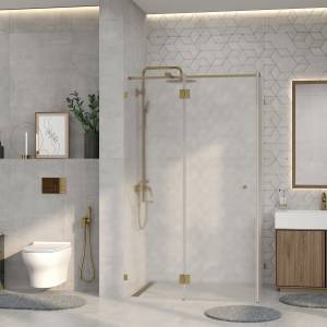 Душевой уголок Wasserkraft Ems 76H10R-MG профиль глянцевое золото, стекло матовое, 120x100x200