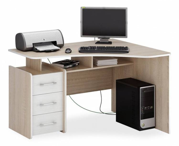 Стол письменный правый МФ Мастер Триан-5 МСТ-УСТ-05-ДС-БТ-16-ПР Дуб сонома / белый