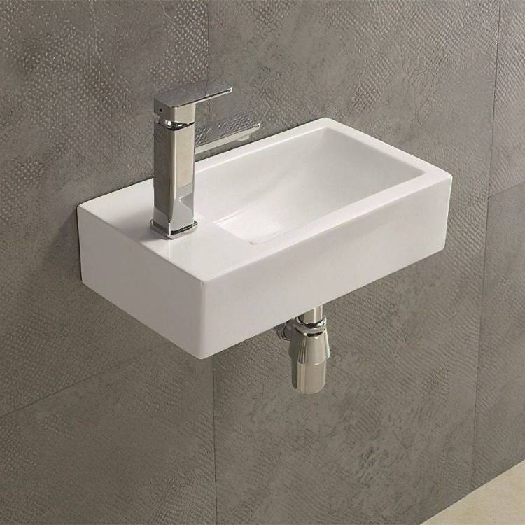 Раковина керамическая Art&Max чаша справа AM-7948-R, цвет белый, 450х250х120
