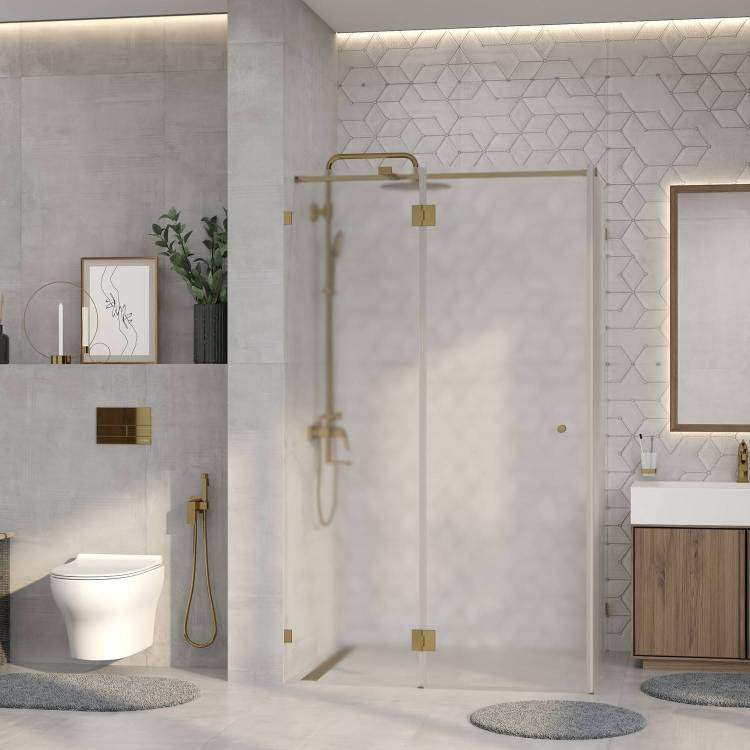 Душевой уголок Wasserkraft Ems 76H10R-MG профиль глянцевое золото, стекло матовое, 120x100x200