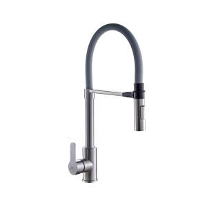 Смеситель для кухни Fashun A54511-12 с гибким изливом, серый сатин