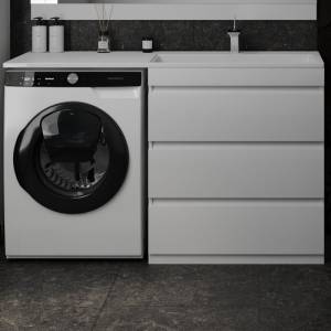 Тумба с раковиной Style Line Даллас 140 R люкс, белая 3 ящика