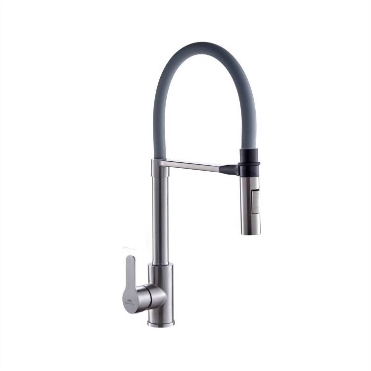 Смеситель для кухни Fashun A54511-12 с гибким изливом, серый сатин