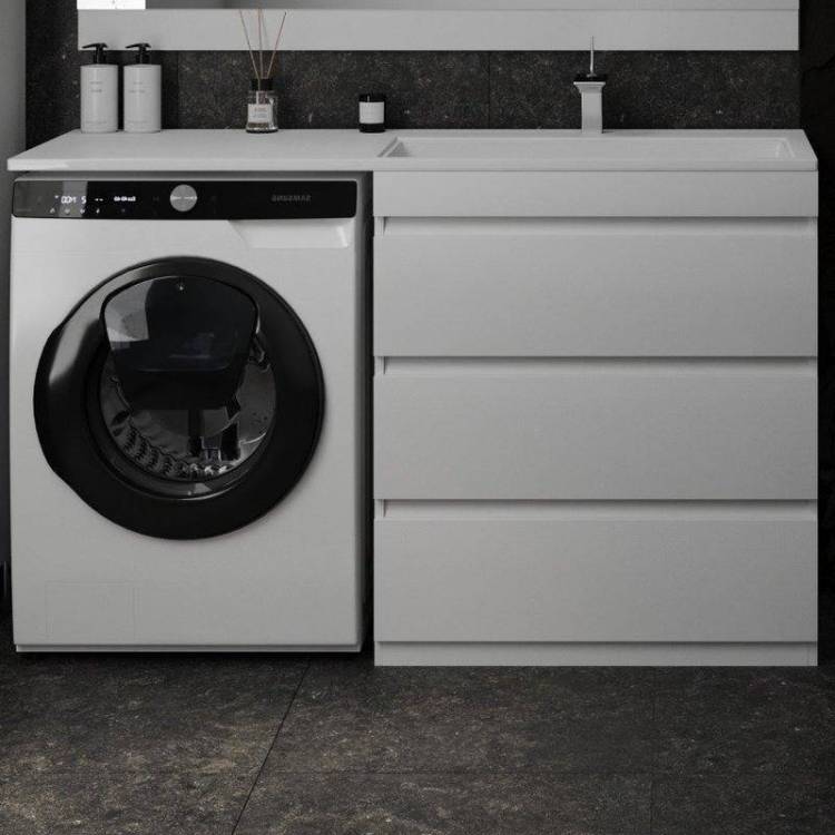 Тумба с раковиной Style Line Даллас 140 R люкс, белая 3 ящика