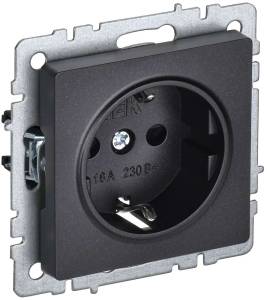 Розетка 1-местная с заземлением IEK Brite BR-R11-16-K02 черный