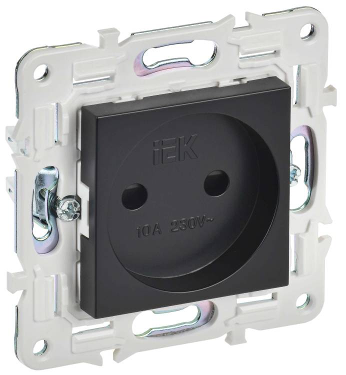 Розетка 1-местная с защитными шторками IEK Skandy SK-R13-10-K02 черный