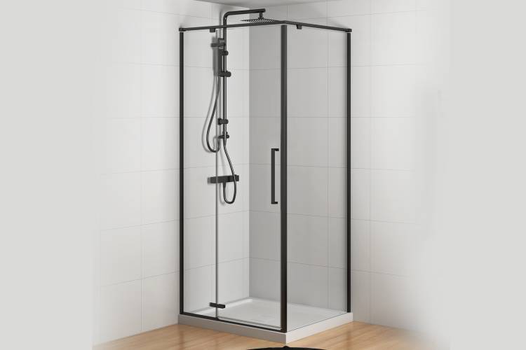 Душевой уголок Royal Bath Bern BERN-V RB9100-T-BL профиль черный, стекло прозрачное, 100x90x195