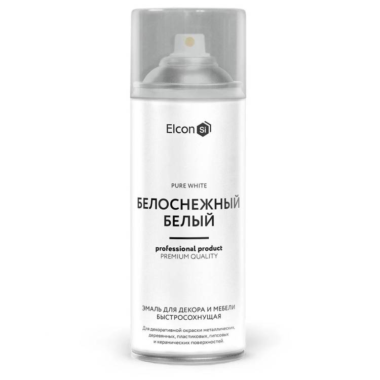 Эмаль для декора и мебели быстросохнущая Elcon белоснежный белый 520 мл