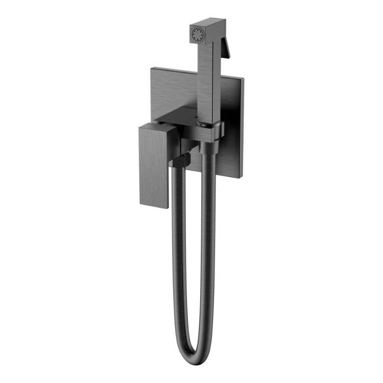 Гигиенический душ Boheme Qubic 477-GM оружейная сталь, со смесителем