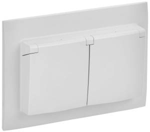 Розетка 2-местная с крышкой IEK Skandy SK-R26-16-44-K01-F арктический белый