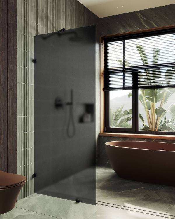 Душевая перегородка MaybahGlass MGD-271-6 79x195, стекло графит матовый 8 мм, профиль черный
