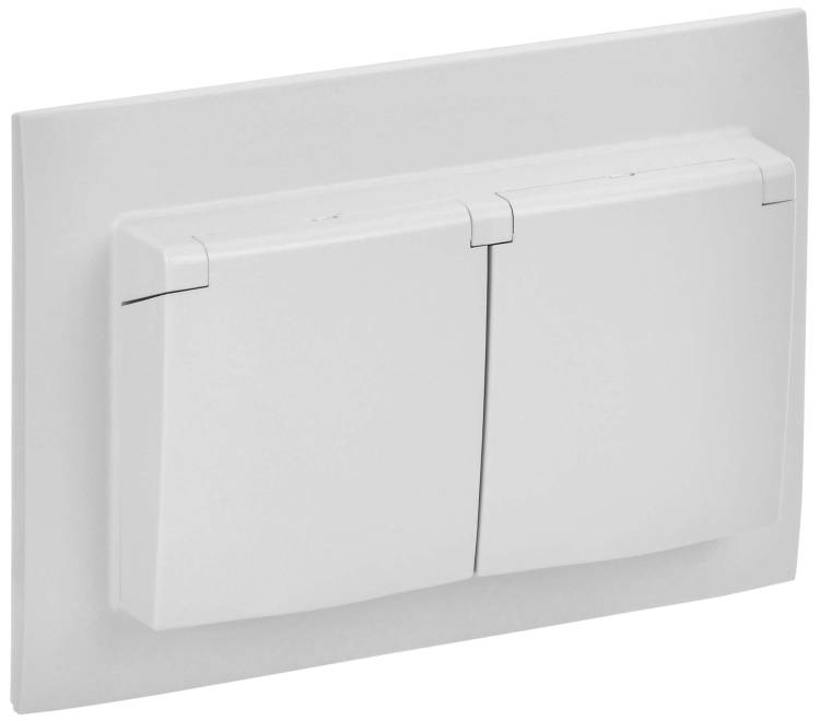 Розетка 2-местная с крышкой IEK Skandy SK-R26-16-44-K01-F арктический белый