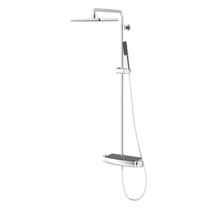 Душевая стойка Teska Mira DK2921C черное стекло, с термостатом