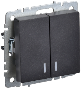 Выключатель 2-клавишный IEK Brite BR-V20-1-10-K02 черный