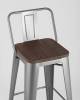 Набор из 6 барных стульев Stool Group Tolix YD-H765E-W YG-15 X6 серебристый матовый, темное дерево, со спинкой фото 3