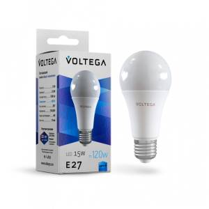 Лампа светодиодная Voltega Simple E27 15W 4000K матовая VG2-A60E27cold15W 7157