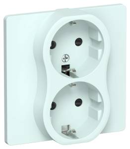 Розетка 2-местная с заземлением и шторками IEK Flite FI-R24C-16-K94 холодный лед