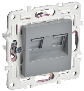 Розетка компьютерная RJ45 2-местная IEK Skandy SK-K20-2-K03 серый