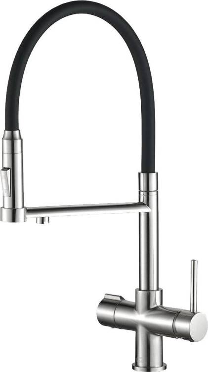 Смеситель для кухни ZorG Steel Hammer SH 2003 SATIN сатин, с гибким изливом