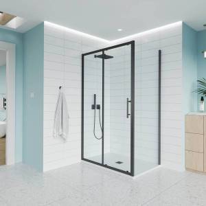 Боковая панель Veconi Evo SP B E-SP-B-90-01-C9 профиль черный матовый, стекло прозрачное, 90x195.2