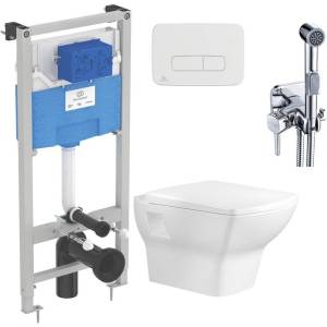 Комплект Унитаз подвесной Bien Dor DRKA050AMVP0W5000 + Инсталляция Ideal Standard ProSys 120P R027767 + Кнопка Oleas R0124AA хром + Гигиенический душ Lemark Solo LM7165C