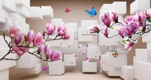 3D Фотообои Artegrafico «Магнолии на объемном фоне» GM-050 канвас
