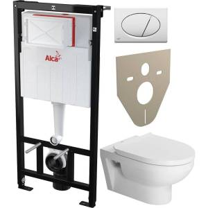 Комплект Унитаз подвесной Duravit DuraStyle 45620900A1 безободковый + Инсталляция AlcaPlast Sadromodul AM101/1120-001 + Кнопка ALCA M70