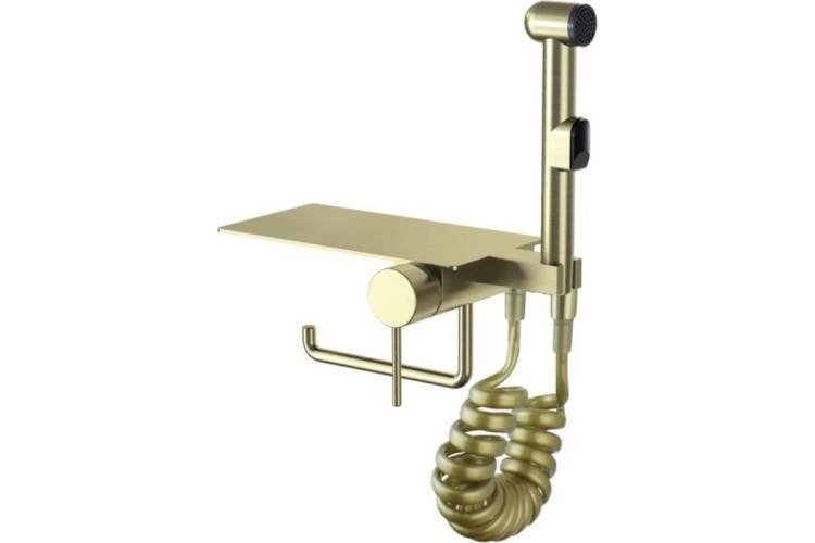 Гигиенический душ Bronze de Luxe Scandi 708/1BR встраиваемый, с полкой и пружинным шлангом, бронза