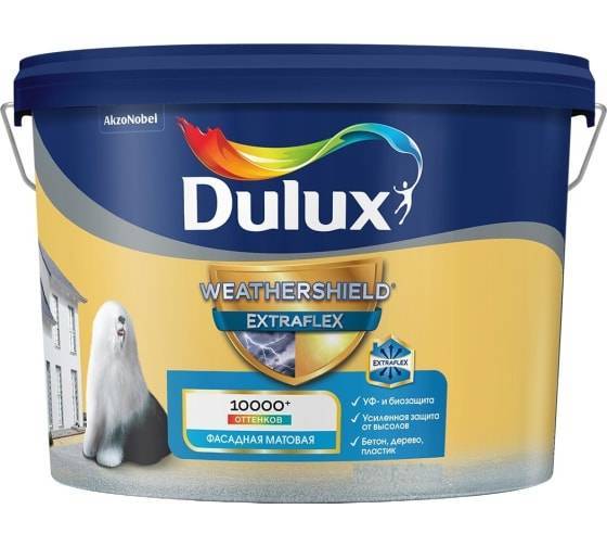 Краска для фасадов и цоколей Dulux Weathershield Extraflex матовая база BW 2.5 л
